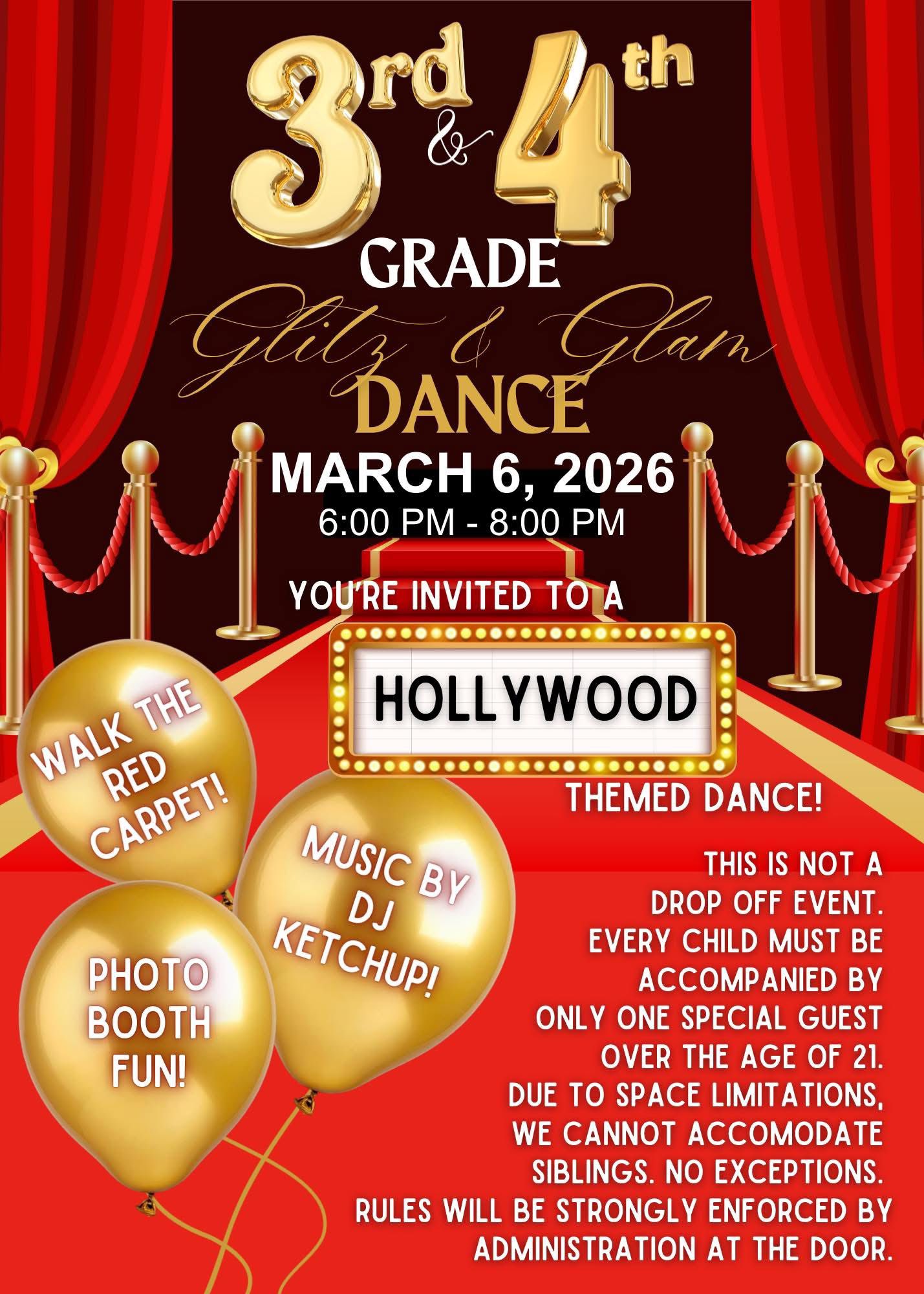 3rd & 4th Grade Glitz and Glam Dance Invitation